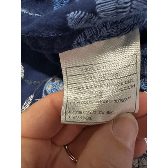 Ariat Floral All Over Embroidered Top Women Medium Blue Neutral Cowgirl Western - Picture 10 of 11